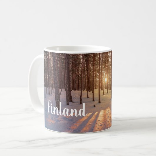 Mug Coucher de soleil dans la pinède d'hiver (Devant gauche)