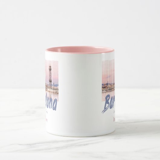 Mug coucher de soleil de Barcelone Catalogne Skyline E (Centre)