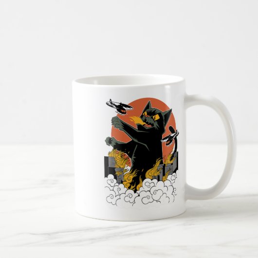 Mug Coucher de soleil de catzilla japonaise noir - Cli (Droite)