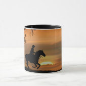 Mug Coucher de soleil de cowboy et de cheval (Centre)