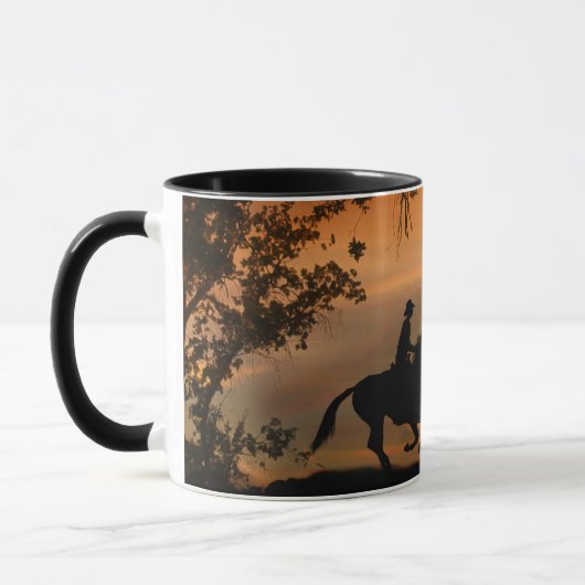 Mug Coucher de soleil de cowboy et de cheval (Gauche)