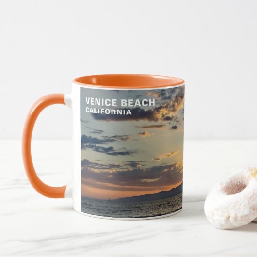 Mug Coucher de soleil de l'heure d'or - Venice Beach, (Avec donut)