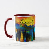 Mug Coucher de soleil de montagne boue personnalisée (Gauche)