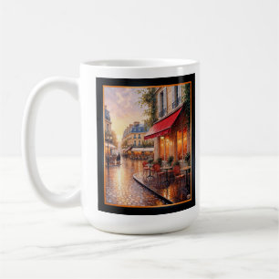 Mug Coucher De Soleil Doré Sur Un Café De Ville Pluvie