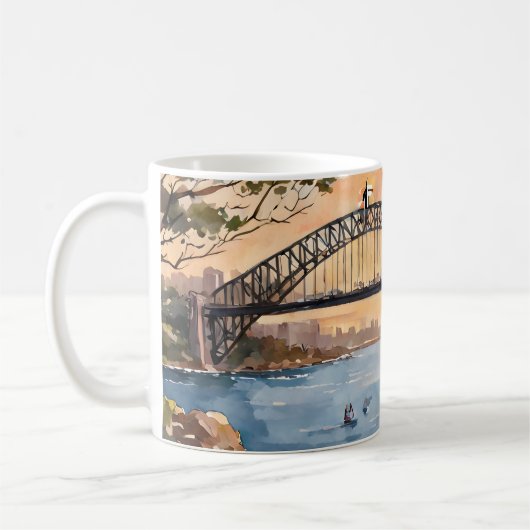 Mug Coucher de soleil en aquarelle : Sydney Harbour Br (Gauche)