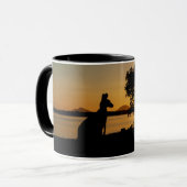 Mug Coucher de soleil en kangourou noir et or (Devant gauche)