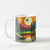 Mug Coucher de soleil et arbres de golf de Disc Rétro (Gauche)