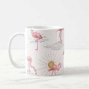 Mug coucher de soleil Flamant rose : motif vintage doo