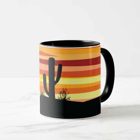 Mug Coucher de soleil géométrique dans le désert (Devant droit)
