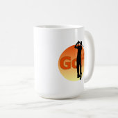 Mug Coucher de soleil Golfer Silhouette (Devant droit)