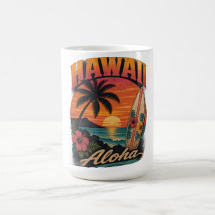 Mug Coucher de soleil hawaïen vintage Palms Planche de