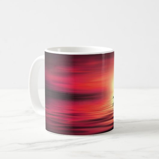 Mug Coucher de soleil, Mer, Bateau à voile (Devant gauche)