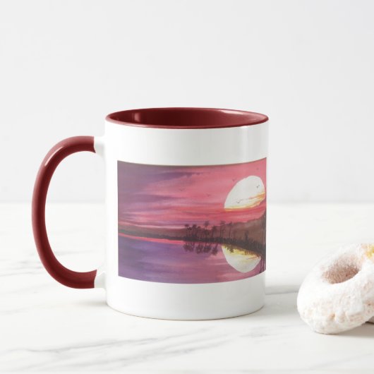 Mug Coucher de soleil réfléchi (Avec donut)