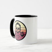 Mug Coucher de soleil rétro à 8 bits Rocker (Devant gauche)