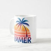 Mug Coucher de soleil rétro d'été palmier (Devant gauche)