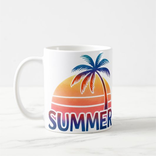 Mug Coucher de soleil rétro d'été palmier (Gauche)