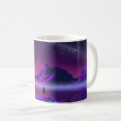 Mug coucher de soleil rétro scifi neon couleurs synthw (Devant droit)
