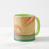 Mug Coucher de soleil rétro/tropical vintage/hawaïen (Devant droit)