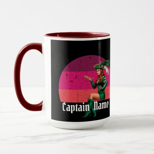 Mug Coucher de soleil rose vert dame Pirate Musique (Gauche)