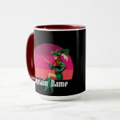 Mug Coucher de soleil rose vert dame Pirate Musique (Devant gauche)
