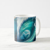 Mug Coucher de soleil sous-marin et surfeur de dauphin (Devant droit)