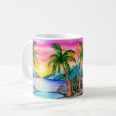 Mug Coucher de soleil sur la plage tropicale de l'île (Devant gauche)