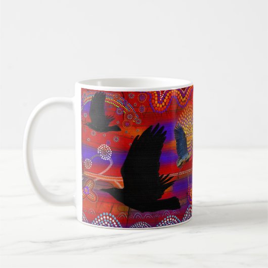 Mug Coucher de soleil sur le lac Wendouree Art aborigè (Gauche)