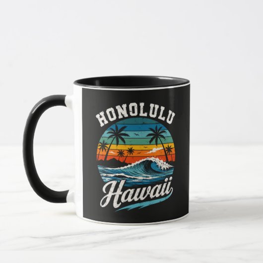 Mug Coucher de soleil surf Honolulu Hawaï (Gauche)