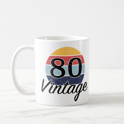 Mug Coucher de soleil vintage de 80e anniversaire (Gauche)