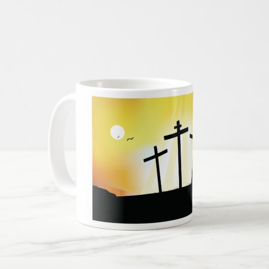 Mug Coucher du soleil Croix religieuse (Devant gauche)