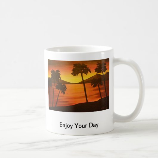 Mug Coucher du soleil tropical de palmier (Droite)