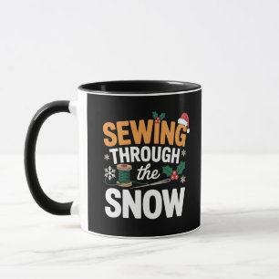 Mug Coudre à travers la neige drôle de courtepointe de