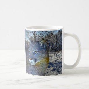 Mug Cougar Mountain Lion & Winter Tree