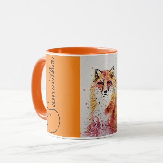 Mug Couleur Aquarelle Renard Rouge mignonne Peinture M (Devant gauche)
