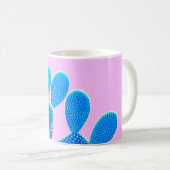 Mug Couleur bleu cactus sur arrière - plan rose. Mode, (Devant droit)