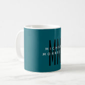 Mug Couleur Bleu Cute Monogramme Lettres initiales Nom (Devant gauche)