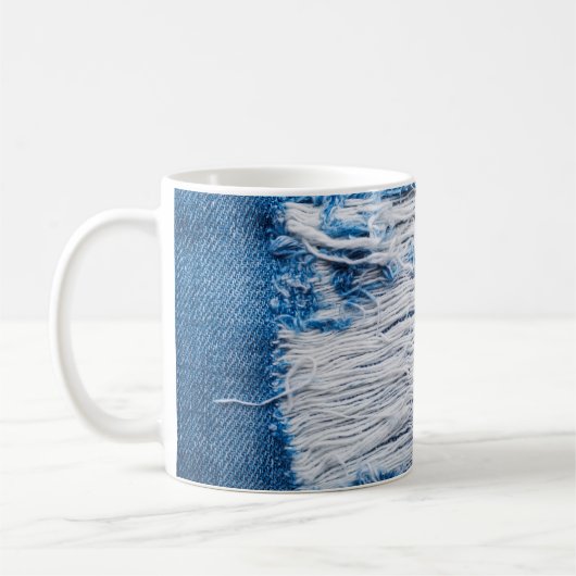 Mug Couleur bleu déchirée jean texture avec espace pou (Gauche)