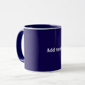 Mug couleur bleu marine, texte blanc, (Devant gauche)