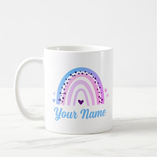 Mug Couleur bleu rose pâle bleu foncé Nom arc-en-ciel  (Gauche)