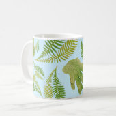 Mug Couleur Bleue Feuille Verte. Motif feuille (Devant gauche)