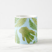 Mug Couleur Bleue Feuille Verte. Motif feuille (Centre)