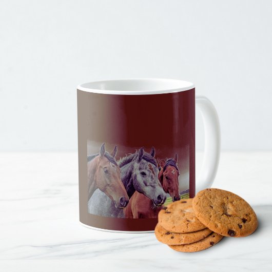 Mug couleur chocolat Trois Têtes de Cheval