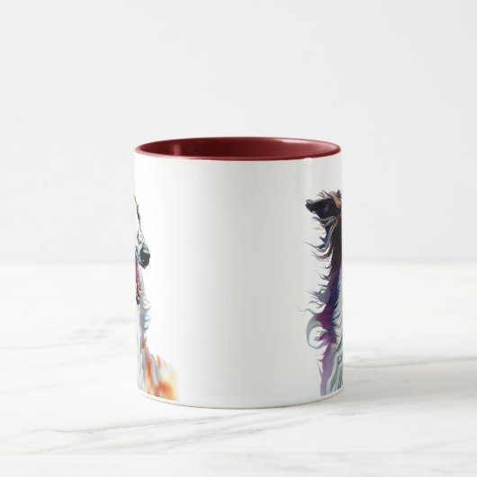 Mug Couleur Cute Borzoi Art | Vibrant Art Greyhound (Centre)