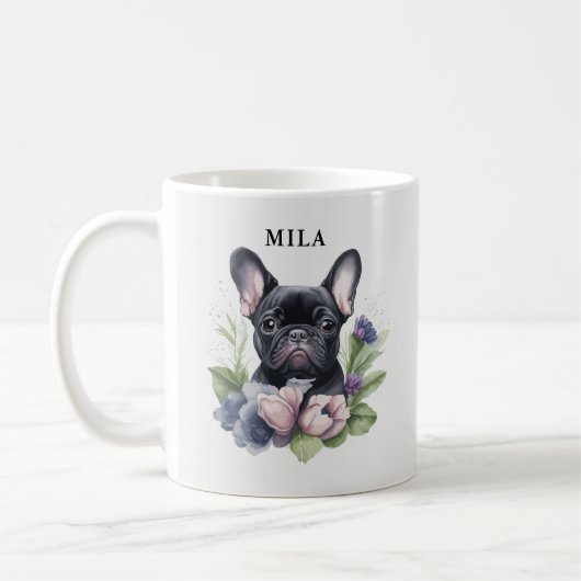 Mug Couleur d'aquarelle de chien de Carlin noir person (Gauche)