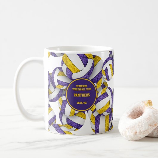 Mug couleur de l'équipe de volley-ball en or violet no (Avec donut)