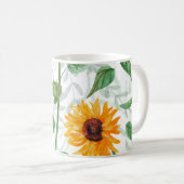 Mug Couleur de tournesol, motif d'été transparent. (Devant droit)