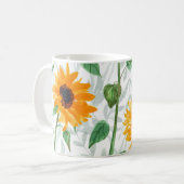 Mug Couleur de tournesol, motif d'été transparent. (Devant gauche)