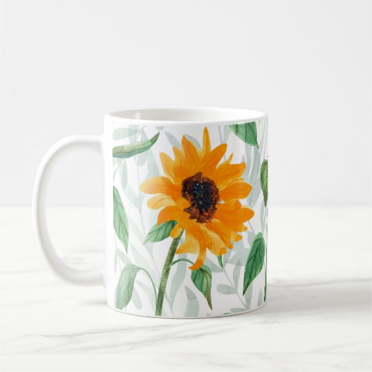 Mug Couleur de tournesol, motif d'été transparent. (Gauche)