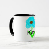 Mug Couleur d'eau bleu vert ajouter votre nom texte pe (Devant gauche)