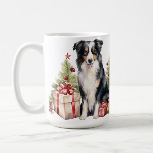 MUG COULEUR D'EAU CHRISTMAS FRONTIÈRE COLLIE CHIEN (Gauche)